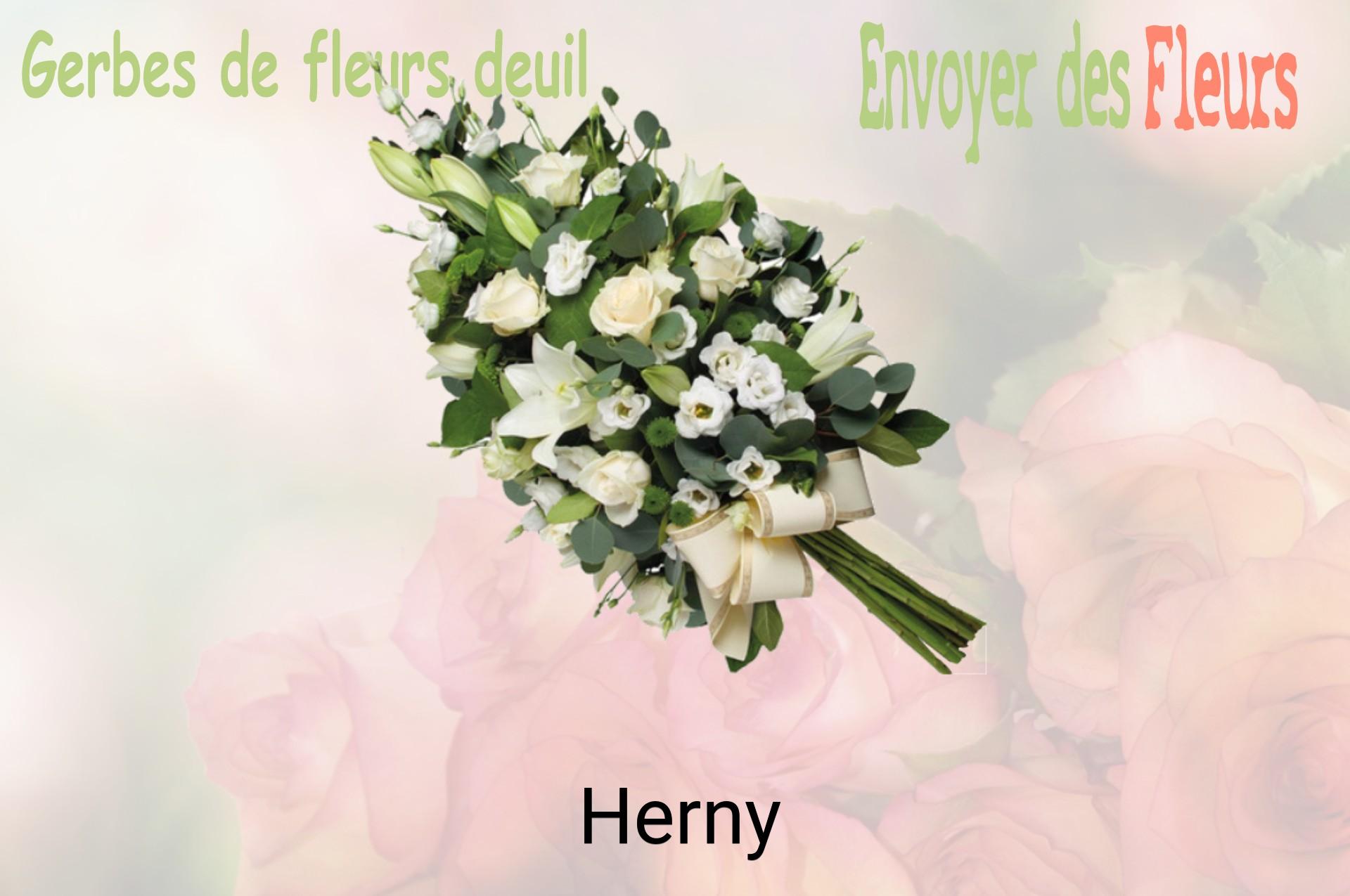 Gerbe de fleurs de deuil livrée à Herny